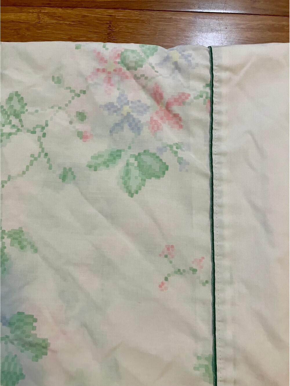 Vintage Cannon Quilt Backing Sheet Cross Stitch Floral 1 Flat 1 Pillowcase Full
